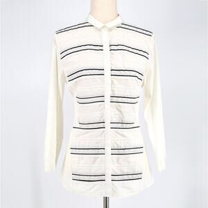 Lafayette 149 New York Women White Cotton Classic Button Down Shirt Size 10